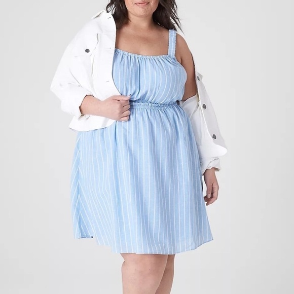Lane Bryant Striped Linen Blend Mini Dress 22 - Picture 1 of 7